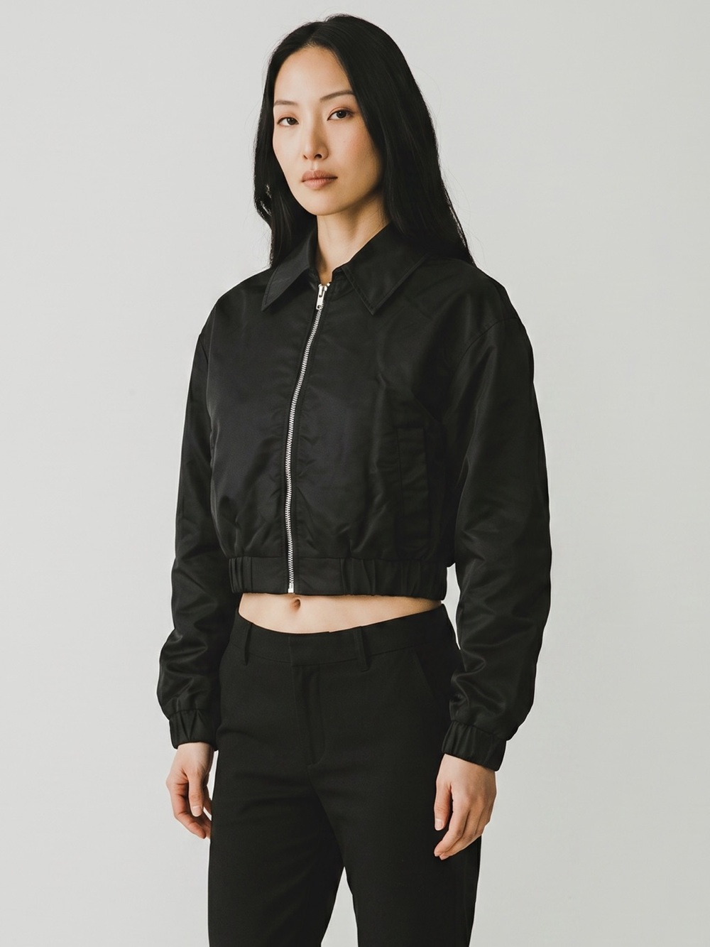Urban Outfitters Black Cropped Bomber Jacket
